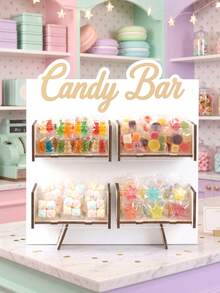 一套木製糖果展示架，適用於生日派對、婚禮裝飾、新娘派對、甜點桌、棒棒糖、巧克力、嬰兒洗禮蛋糕、杯子蛋糕、週年紀念裝飾、生日派對中心裝飾、派對甜點收納架、廚房烹飪架、生日派對用品、派對禮品架、生日禮物、居家裝飾、房間裝飾和派對小禮物 - 異形白底 - 查看 8