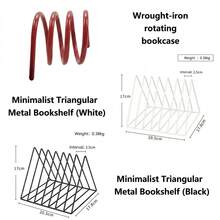 Magazine Rack, Office Bookshelf, Rotating Iron Bookshelf/Bookend, Vinyl Record Storage Rack, 7-Slot Metal Magazine/Record Display Stand, Stylish Triangular Desktop Document Organizer (Suitable For Home Offices) - Multicolor - View 7