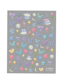 2/1 buah Stiker Kupu-kupu Bunga Gaya Bordir, Stiker Notebook DIY Timbul Berkualitas Tinggi, Termasuk Pita, Bulan Sabit, Bintang, Mawar Kecil, dan Elemen Pelangi, Cocok untuk Perlengkapan Kantor, Kamera CCD, Lensa Ponsel, Stiker Casing Earphone, Dapat Dirakit dengan Bebas untuk Menciptakan Dekorasi Digital Gaya yang Segar dan Lembut - View 7