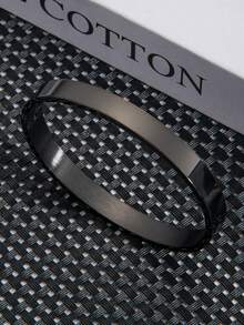 1Pc Stainless Steel Bangle, Smooth Plain Cuff Bracelet, Minimalist Stackable Fashion Jewelry Gift For Men - Sztx020 - View 12