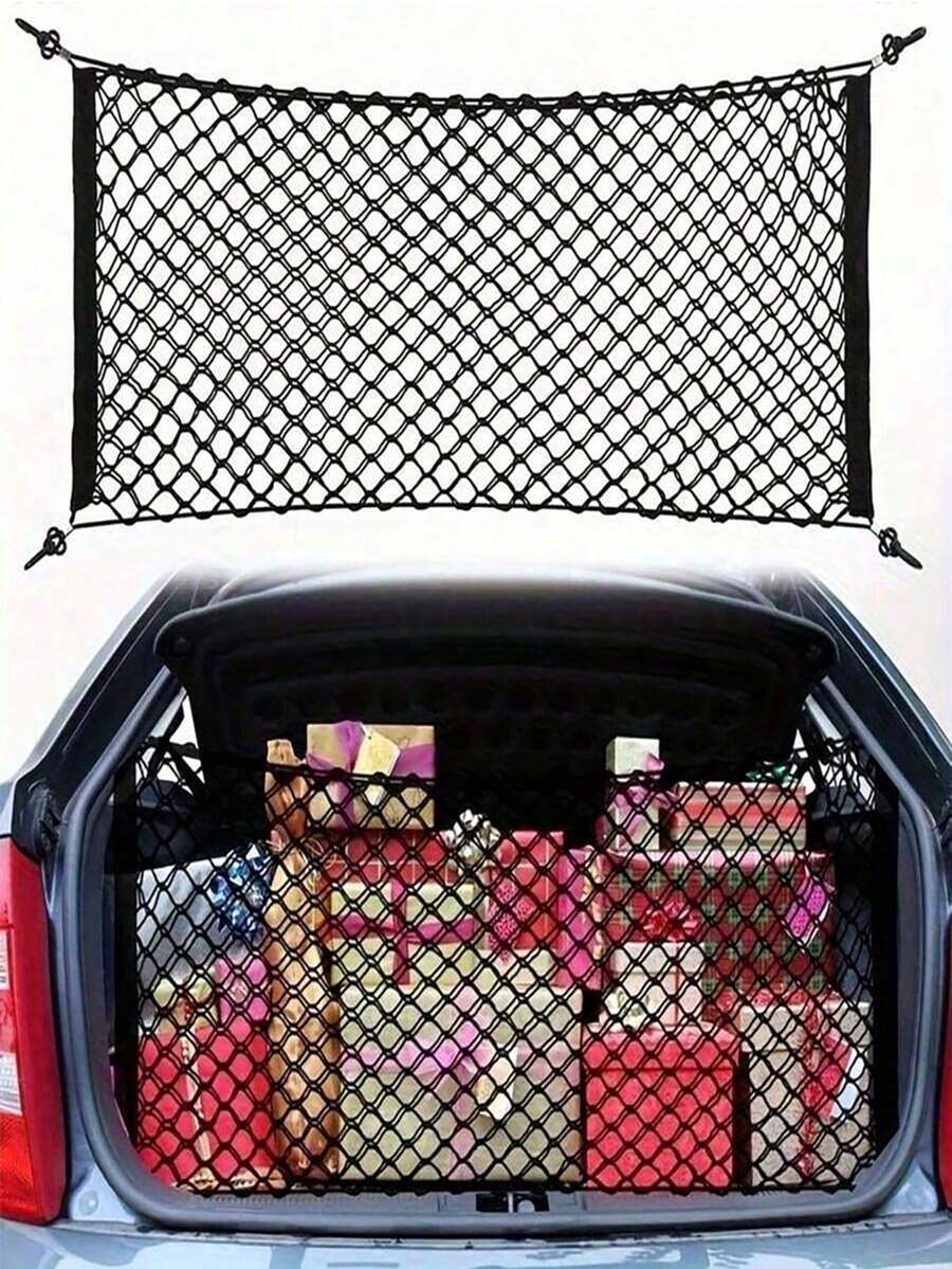 [Car Trunk Elastic Net]Adjustable Storage Net, Expandable Elastic Band, Mesh Pocket, Luggage Bag, Vehicle Trunk Cargo Net, Safety Net With Hooks Elastic Car Trunk Storage Net - Black Luggage Organizer, Storage, Easy Installation, Convenient To Carry, Suitable For Pickup, SUV And Sedan Cargo Storage, Car Essential, Storage Accessory - A - View 1
