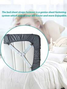 8/4/1pc/Set Triangular Quilt Fixing Clips, Adjustable Elastic Bed Sheet Straps, Heavy Duty Metal Bed Sheet Clips, Elastic Band Quilt Fixing Tool, Invisible Non-Slip Bed Sheet Straps, Suitable For Sofa Cushions, Bed Sheets, Home Textiles - Multicolor - View 3