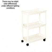 1PC/Mobile Cart Gap Storage Rack, Multi-Layer Storage, Partitioned Storage, Gap Storage, Movable, Flexible Sliding, Easy Assembly, Sturdy Load-Bearing, Waterproof And Moisture-Proof, Easy To Clean, Space-Saving, Open Access, Suitable For Kitchen, Bathroom, Living Room, Bedroom, Movable Floor Cart Multi-Layer Bathroom Narrow Storage Rack - Multicolor - View 6