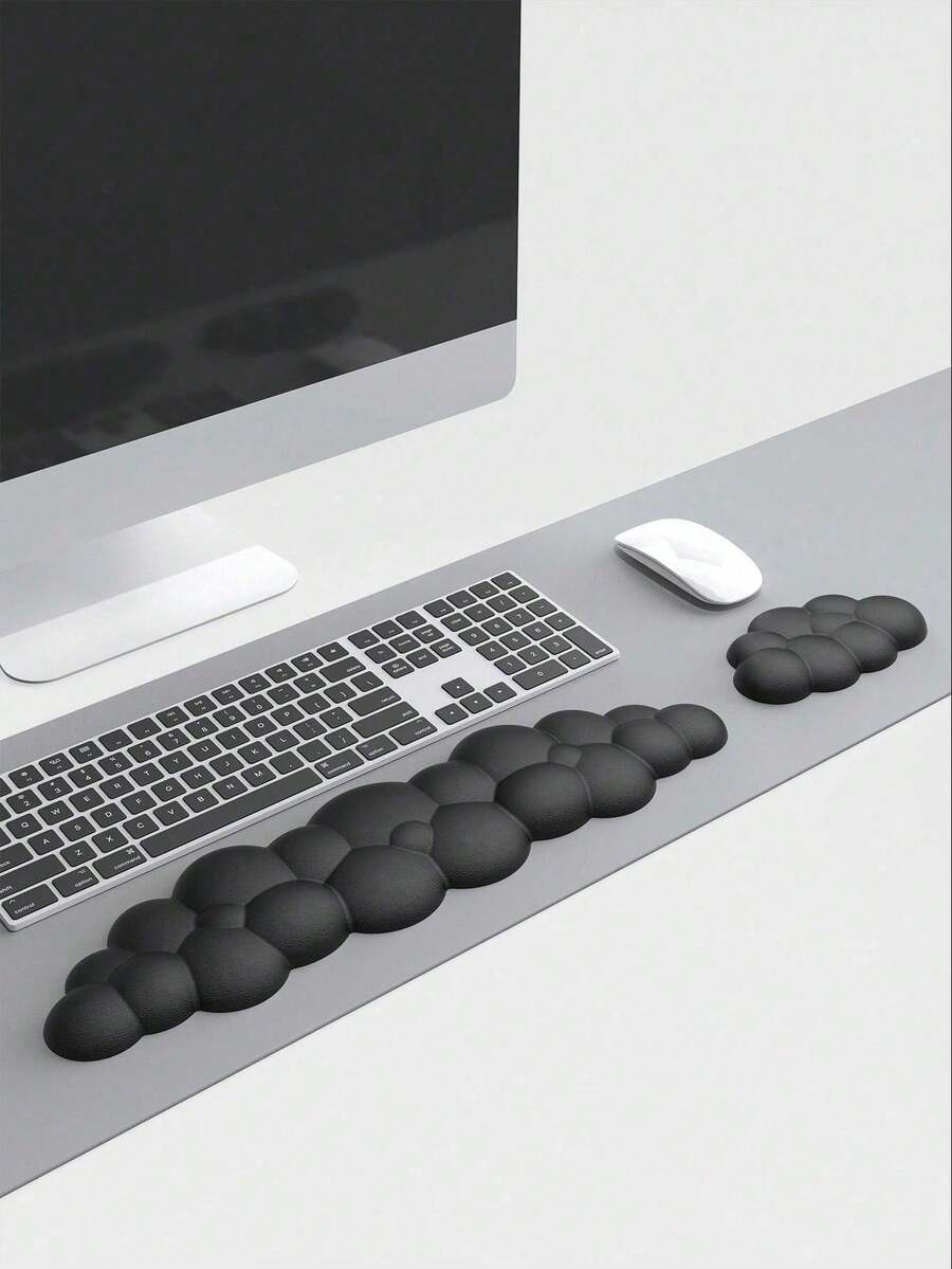Sandaran Pergelangan Tangan Keyboard Berbentuk Awan Warna Solid, Bantalan/Sandaran Pergelangan Tangan Kulit Lembut dengan Busa Memori, Sandaran Telapak Tangan Komputer Ergonomis Anti Selip, Cocok untuk PC Gaming/Laptop/Tablet/Meja Kantor, Nyaman untuk Mengetik dan Meredakan Nyeri - View 1