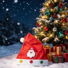1PC Unisex Christmas Hat With Snowflake And Santa Claus Pattern, Christmas Costume Wear - Red - View 10