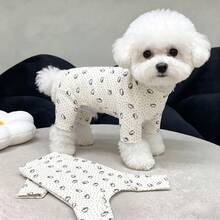 1pc Pet Clothing, Dog Fleece Warm Four-Legged Outfit, Autumn/Winter Base Layer Home Wear For Bichon, Teddy, Small Dogs And Cats - White - View 10