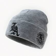 Unisex Fashionable Reversible A Letter Embroidered Knit Beanie, Suitable For Autumn/Winter Daily Wear And Warmth - A - View 7