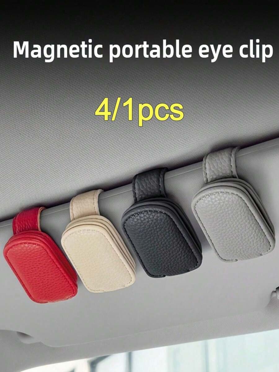 1pc Universal Car Sun Visor Glasses Holder, PVC Material, Car Glasses Bracket, Interior Accessory, Glasses Storage Rack - Multi-color - View 1