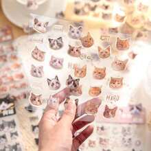 Cat Head Flat Stickers, Cute Cat Guka Stickers For Phone And Computer Decoration - one-size - View 4