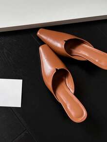 French Elegant Fairy Style Low Heel Closed Toe Sandals Women Summer 2025 Spring New Backless Pointed Toe Shoes - Brown - View 2