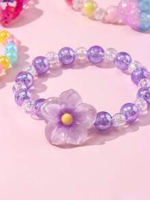 24Pcs Kids Beaded Bracelet Set, Random Color Cute Bead Bracelets For Girls, Daily Holiday Party Accessories, Birthday Gifts For Children - Multicolor - View 5