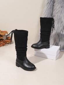 Kids' Denim Western Boots, Mid-Calf Riding Boots For Boys And Girls - Black - View 4