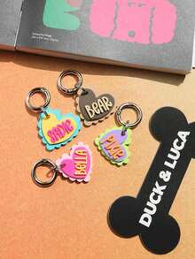 1pc Acrylic Customized Pet 3D Printed Pet Name Tag With Bow, Flower, Star Pendant Decoration, Personalized Gift For Family/Friends/Pets - Pet Tag - View 4