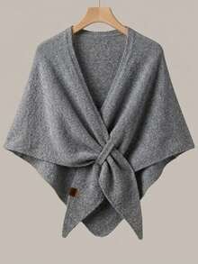 Women's Solid Color Triangle Blended Material, Loose Knit Warm Decorative, Runs Small, Suitable For Small Size - Multicolor - View 3
