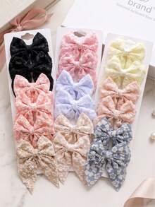 6/10pcs/Set Sweet Jacquard Bow Hair Clips, Sweet Hair Accessories - Suitable For Girls And Women, Applicable For Daily, School, Date, Party - Multicolor - View 4