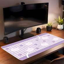 1pc Purple Cute Cat Paw Print Soft Striped Extra Large Extended Gaming Mouse Pad, Non-Slip Rubber Base, Stitched Soft Fabric Surface, Oversized Desk Mat, Suitable For Office, Home, Gaming, Study, Perfect Gift For Friends, Teenagers, Gamers - View 3