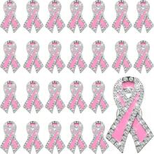 1pc Women's Pink Ribbon Brooch, Sparkling Full Diamond Ribbon Brooch Pin, High-End Light Luxury Elegant Niche Design Anti-Exposure Buckle Lapel Pin - Multicolor - View 2