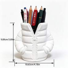 Cute Short Jacket 3D Printed Storage Tube, Creative Pen Holder, Multi-Functional Storage Container, Fun Artistic Desktop Decor For Desk And Vanity - White - View 5