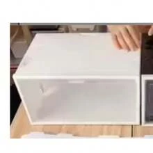1pc White Side-Opening Shoe Storage Box, Stackable Transparent Plastic Sneaker Storage Box, Dust-Proof Shoe Display Box, Easy Assembly Space-Saving Shoe Storage Box, Suitable For Sneakers And Footwear Home Closet Storage - Multicolor - View 8