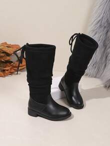Kids' Denim Western Boots, Mid-Calf Riding Boots For Boys And Girls - Black - View 3