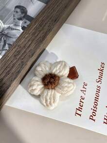 4pcs Knitted Flower Hair Clips, Floral Top Clips, Cute Autumn Hair Accessories, Suitable For Women And Girls - Multicolor - View 5