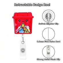 TONAVIETO 1pc Medical Waste Bin Rocking Fun Badge Reel Acrylic Retractable Badge Holder Clip With Swivel Alligator Clip For Nurse,Doctor,Nursing Student,Teacher,Work Office - Red Rocking Fun - View 5