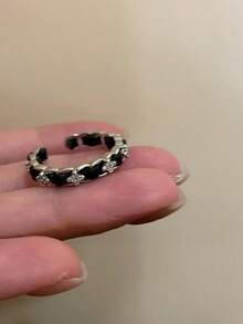 Set 2 Buah Cincin Terbuka Kupu-kupu Motif Kerikil Kontras untuk Anak Perempuan, dan Cincin Jari Telunjuk Keren, Cincin Desain Retro dan Unik - MultiWarna - View 4