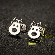 1 Pair Stainless Steel Deer Christmas Tree Earrings, Small Christmas Earrings ,For Women Men - GED660 - View 1