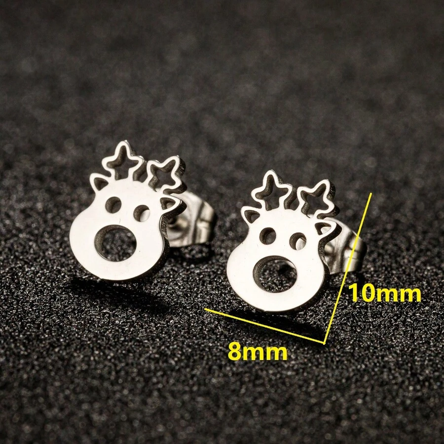 1 Pair Stainless Steel Deer Christmas Tree Earrings, Small Christmas Earrings ,For Women Men - GED660 - View 1