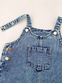 Autumn New Baby Girl Clothing, Cartoon Animal Print Denim Overalls With Pockets, Long Pants For Baby Boys And Girls - Blue - View 7