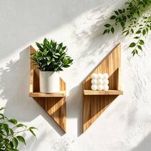 1 Buah Rak Dinding Kayu Segitiga Geometris, Rak Pajangan Dinding untuk Tanaman Kecil, Lilin & Ornamen, Dekorasi Ruangan Boho, Dekorasi Kamar Tidur, Kamar Mandi, Dekorasi Rumah Bergaya, Penyimpanan Dinding Multifungsi untuk Dekorasi Dinding Rumah - View 3