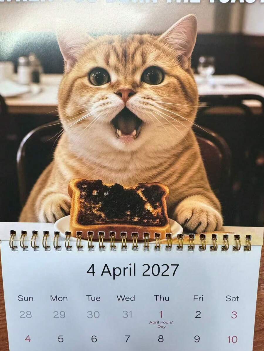 1pc 2027 Funny Cat Meme Wall Calendar, A Hanging Calendar With Witty Daily Kitten Quotes, A Time-Planning Accessory For Cat Lovers, And The Perfect Gift For Halloween, Christmas, And All Holiday Parties - Multiple Styles - View 1
