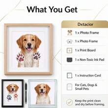 Pet Paw Print Memorial Keepsake Frame, Hollow Photo Frame Tabletop Display, DIY Hand & Footprint Clay Ink Pad Souvenir For Pets - Black - View 5