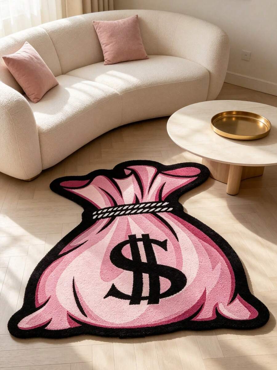 1pc Pink Money Bag Cool Decorative Doormat, Entrance Mat, Door Mat, Small Rug, Welcome Mat, Carpet, Kitchen Rug, Home Decor, Front Door Mat, Area Rug, Area Carpet - Multicolor - View 1