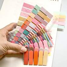 9 Sets 1 Pack Ultra-Thin Index Tabs PET Material Long Semi-Transparent Plastic Waterproof Fluorescent Color Series Marker Stickers Student Textbook Record Tabs With Ruler Reading Book Memo Stickers School Back To School Supplies Office Document Labels - Multicolor - View 3