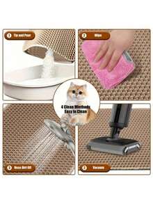 1pc EVA Cat Litter Mat Double Layer Integrated Single Opening Washable Litter Control Mat Suitable For Indoor Cats, Anti-Splatter Anti-Scatter Cat Litter Mat, Universal For Cats And Dogs - Beige - View 8