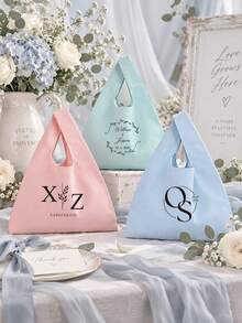 Personalized Initial Wedding Favor Bags, Customized Letter Pattern Guest Gift Bags, Wedding Welcome Gift Bags, Bridal Party Favor Bags, Wedding Welcome Bags, Customized - Multi-color Canvas Tote Bag - View 7