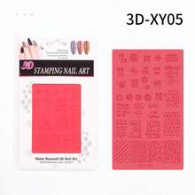 1pc Red Silicone Nail Art Mold, 3D Embossed Pattern Nail Art Pad, DIY Nail Carving Styling Tool, Suitable For Daily Nail Art And DIY Creation - Red - View 10