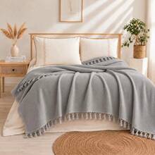MADE IN TURKEY King Size Bedspread – 100%  Cotton – 200x220 Cm – Breathable &  Coverlet - Grey - View 5