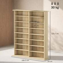 16-Compartment Media Shelf - Nature Wood - Natural Wood + Engineered Wood - View 2