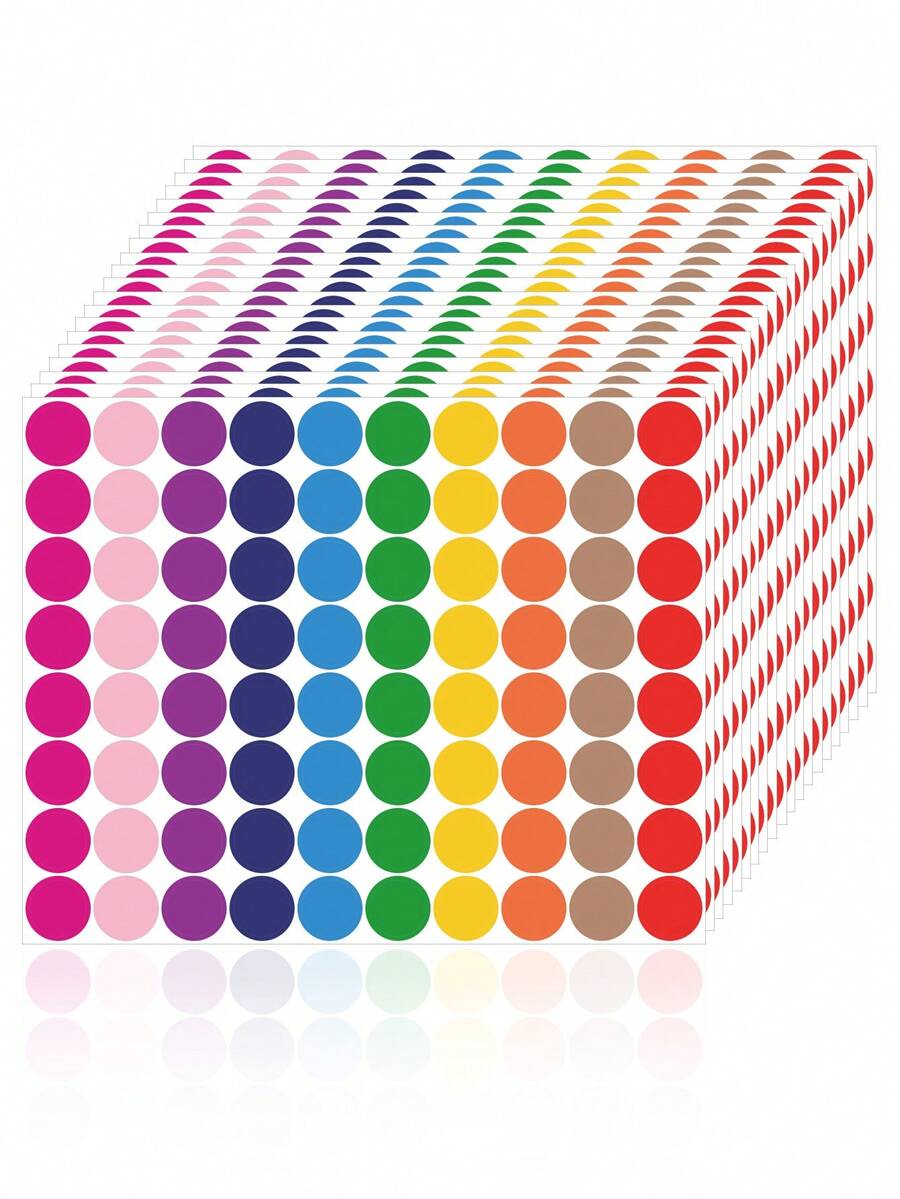 800 piezas Etiquetas redondas de código de color de 1/2 pulgada, 10 colores surtidos, para el hogar, la oficina, el salón de clases, los útiles escolares, volver a la escuela - Multicolor - Ver 1