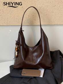 1pc Solid Color PU Leather New Women's Backpack, Shoulder Bag, Fashionable Versatile Crescent Bag, Magnetic Closure, Suitable For Commuting, Shopping, Dating, - Multicolor - View 12