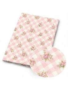 1pc Pink Rose Floral Print Fabric - 59 X 19.68 Inches (150 X 50cm) Pre-Cut Polyester Fabric - Suitable For DIY Sewing, Scrapbooking, Tablecloth And Handmade Crafts - Flowers - View 2