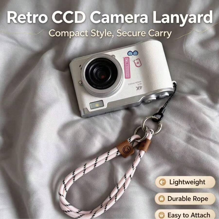 1pc, Popular Camera Wrist Lanyard, Retro Label Woven Wrist Strap, Portable Anti-Lost Camera Wrist Strap, Suitable For Ccd Digital Camera, Mini Camera Accessories, Aesthetic Girl Camera Accessories Suitable For Daily Use During Travel - View 1