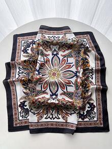 1件女款方巾，奢華設計，春秋款，70*70cm，頭巾，包包綁帶，佩斯利印花絲巾，頸巾 - 彩色 - 查看 2