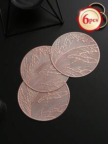 Rose Gold Vein Pattern Table Runner And Placemat Set, Luxury Round Placemats And Rectangular Table Runner, Suitable For Home Banquet Dining Table Decor - Rose Gold - View 10