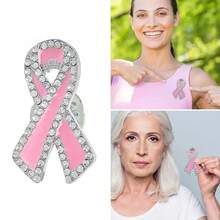 1pc Women's Pink Ribbon Brooch, Sparkling Full Diamond Ribbon Brooch Pin, High-End Light Luxury Elegant Niche Design Anti-Exposure Buckle Lapel Pin - Multicolor - View 5
