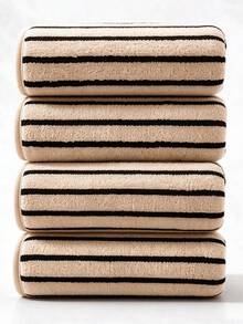 4pcs-Vintage Striped Towel Set, Ultra-Fine Microfiber Fabric, Fluffy And Soft, Highly Absorbent, Quick-Drying And Lint-Free. Minimalist Classic Striped Design, Includes Bath Towel And Face Towel, Fine Hemming Durable To Washing, Can Wrap Around The Body, Suitable For Home Bathroom Daily Bathing Use, Combining Practicality And Minimalist Aesthetics. - Striped - View 20