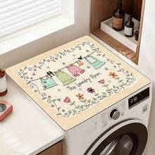 1pc Washing Machine Protective Mat, Washing Machine Cover Pad, Drum Washing Machine Dust-Proof Mat, Washing Machine Countertop Mat, Washing Machine Waterproof Mat, Drainage Mat, Absorbent Quick-Drying Drainage, Washable And Reusable, Suitable For Balcony, Laundry Room, Bathroom, Drum Washing Machine Top, Dryer Top, Laundry Detergent, Laundry Soap Storage, Laundry Supplies Storage, Home Decor, Rental Renovation, Perfect As Housewarming Gift, Christmas Gift - Multicolor - View 8