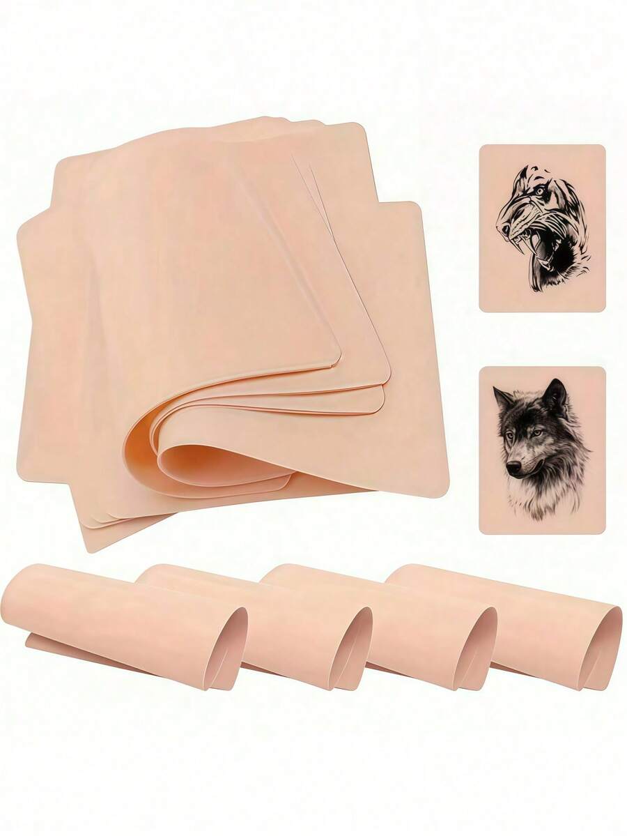 30/20/10/8/5pcs Blank Tattoo Practice Skin, Double-Sided Eyebrow Practice Skin, Suitable For Tattoo, Eyebrow, Lip Tattoo Sets, Suitable For Beginners And Experienced Tattoo Artists - Apricot - View 1